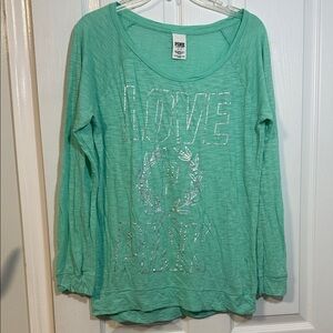 Victoria's Secret PINK Mint Green Long Sleeve Shirt